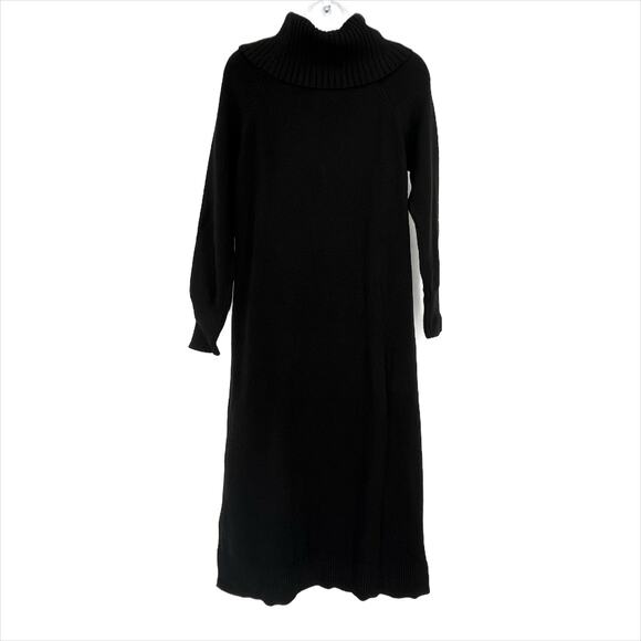 Chico's Peek-A-Boo Shoulder Midi Sweater Dress in Black Size M - Picture 5 of 7